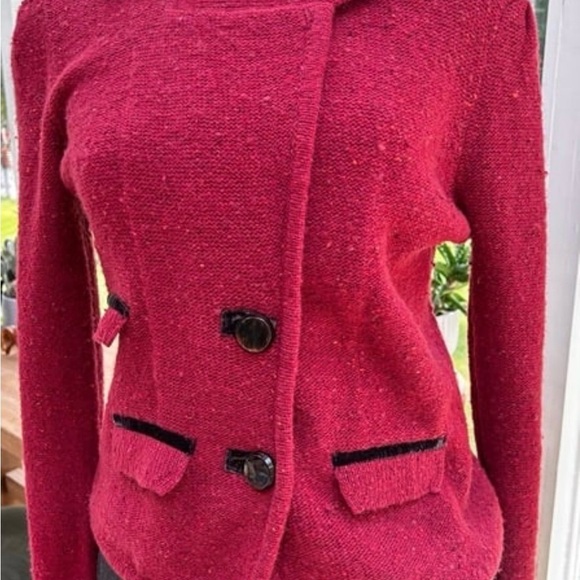 Laureate Lane Anthropology Sweater/Blazer Red Vintage Wool Academia Minimalist S - Picture 3 of 7